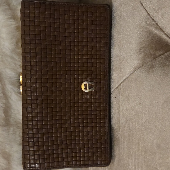 Etienne Algner Brown Woven Leather Clutch - Picture 1 of 8